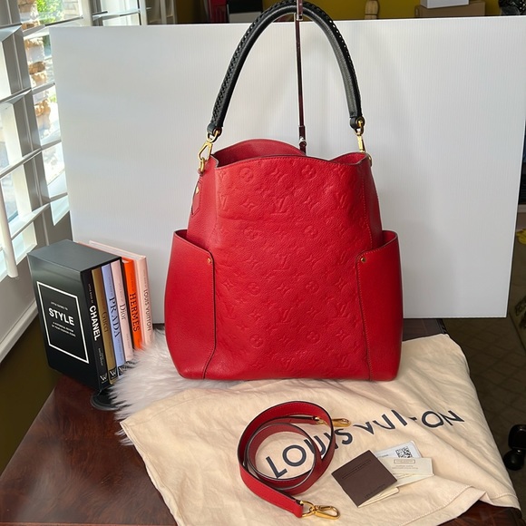 Louis Vuitton Monogram Bagatelle Cherry PM Empreinte Cerise M50071 EUC W/Strap - Picture 3 of 17